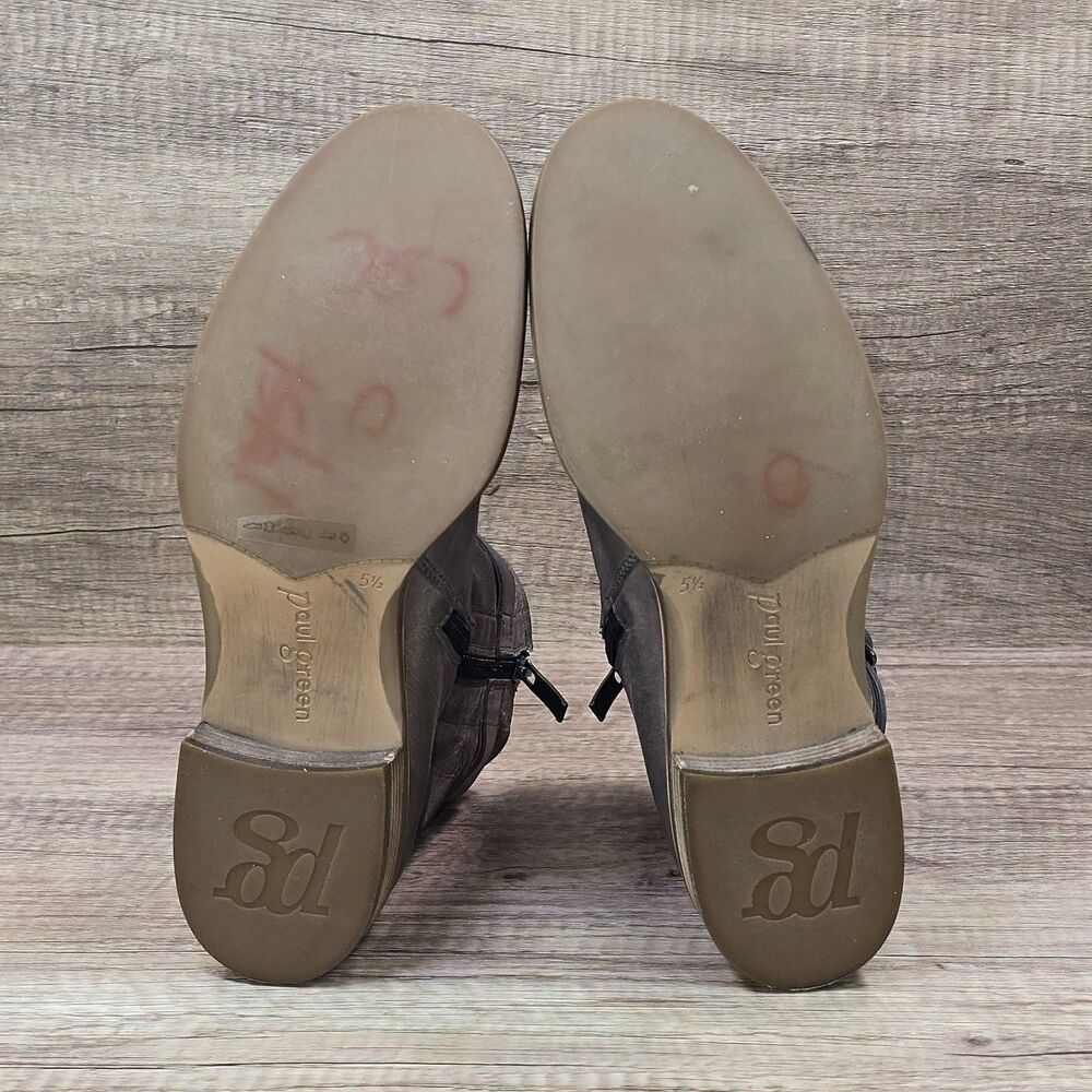 Paul Green Ally Women's Size EU 39 US 8-8.5 Brown Leather Zip Ankle Boots - Picture 7 of 9